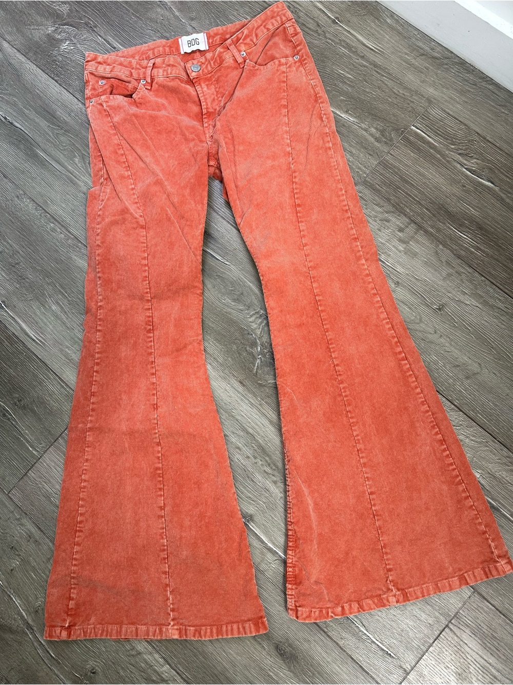 BDG Orange Corduroy High-Rise Extreme Flare Pants